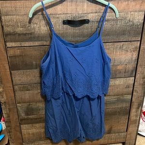 Blue Eyelet Romper, Size L
